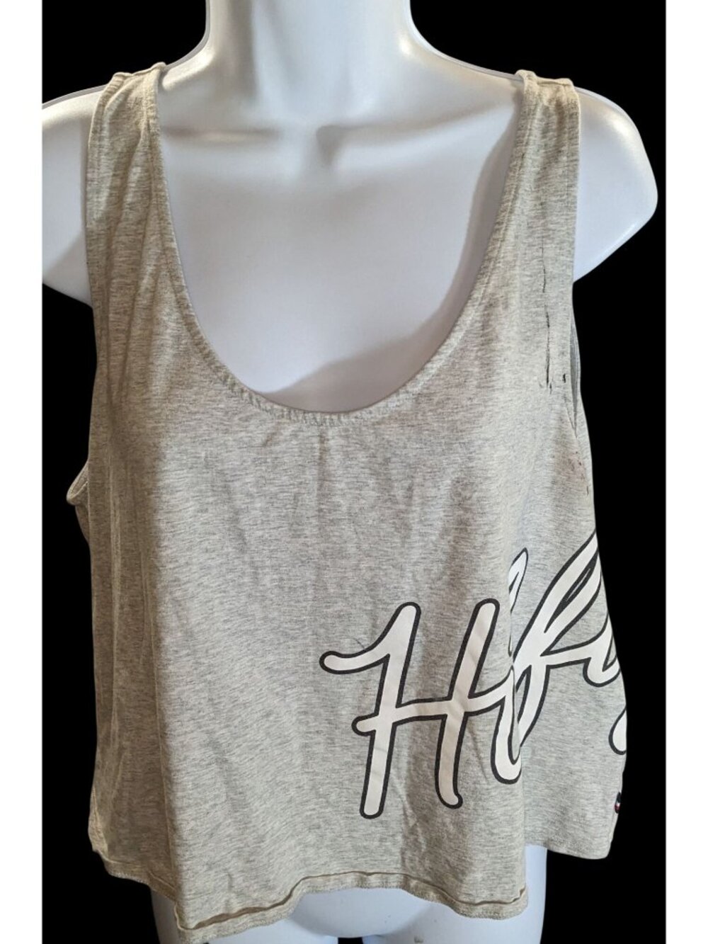 Tommy Hilfiger Cropped Oversized Tank Top Grey Preppy Sporty